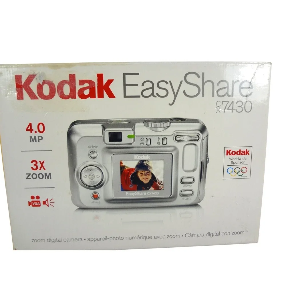 Kodak EasyShare CX7430 Digital Camera 4.0MP 3x Zoom Silver Vintage Digicam Boxed